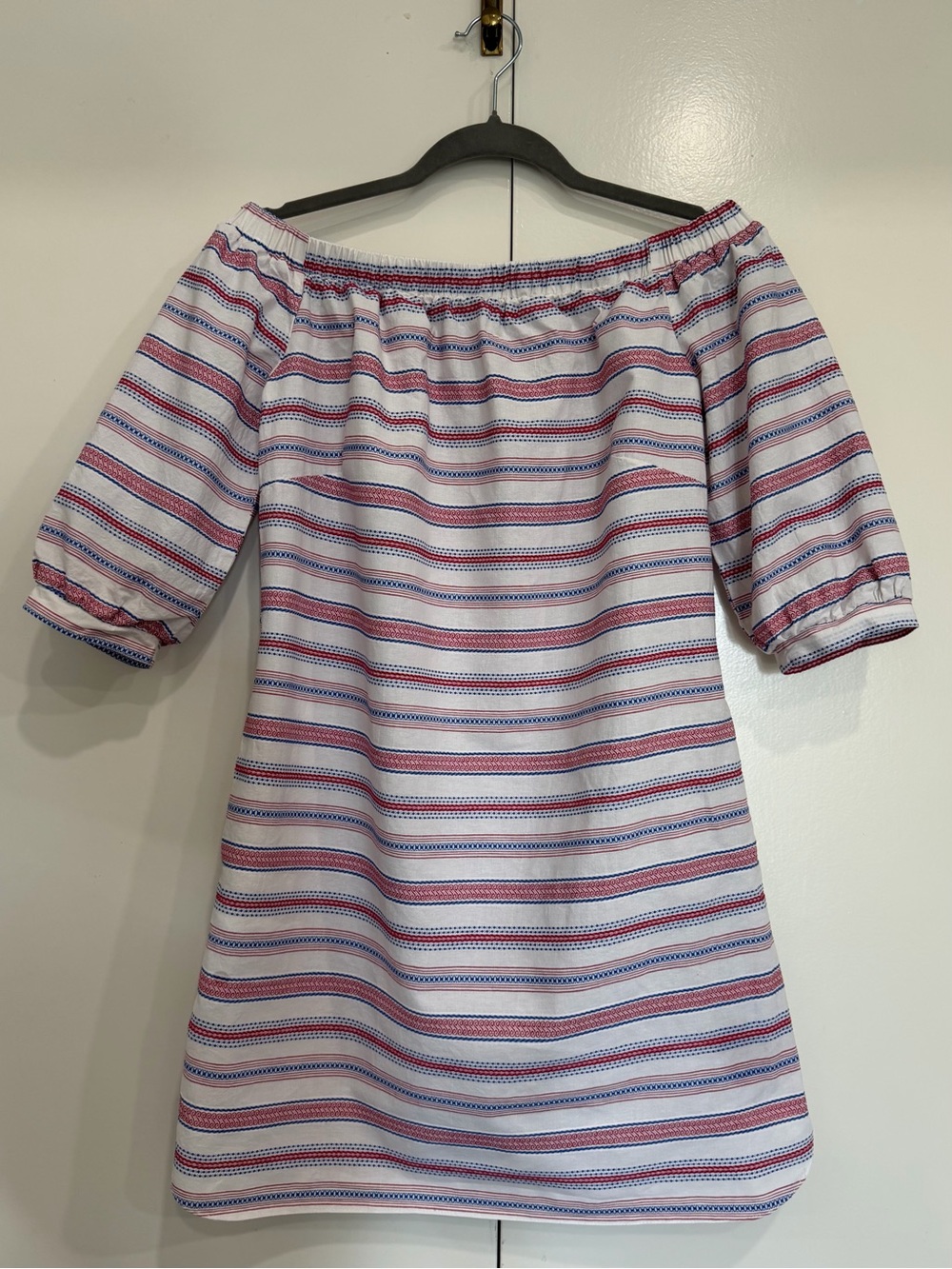 ASOS Pink & Blue Striped Off-Shoulder Kids Dress